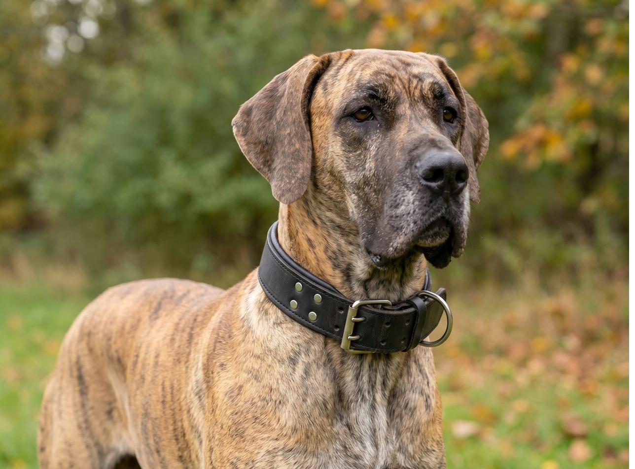 Padded leather collar, roller buckle